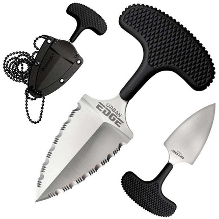 Cold Steel Push Knife - Urban Edge Stainless Steel Blade Black Handle | CS43XLSS ,