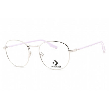 Converse Unisex Eyeglasses - Full Rim Shiny Silver Round Metal Frame | CV3015 046 ,