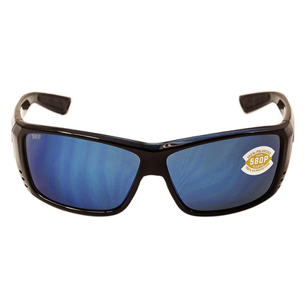 Costa Del Mar AT11OBMP Men's Cat Cay Polarized Plastic 580P Blue Mirror Lens Shiny Black Frame Sunglasses ,