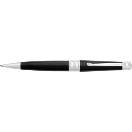 Cross Ballpoint Pen - Beverly Black and Silver Lacquer Barrel Curved Clip | AT0492-4 ,