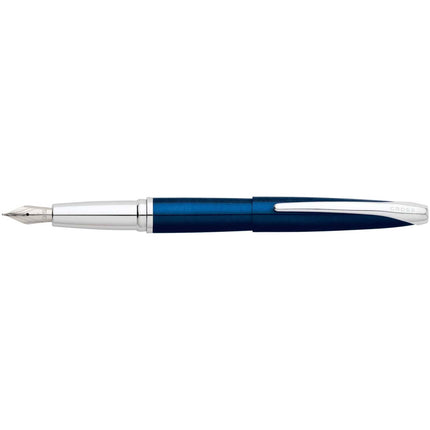 Cross Fountain Pen - ATX Translucent Blue Lacquer with Chrome, Fine Nib | 886-37FS ,