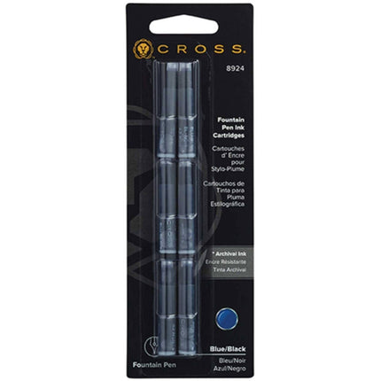 Cross Ink Cartridge - Fountain Pen Black and Blue Superior Writing, 6 Pieces | 8924 ,