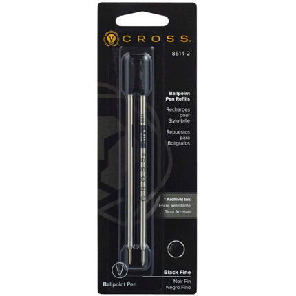 Cross Refill - Black Ink Fine Size Point for Standard Ballpoint Pen, 2 Pack | 8514-2 ,