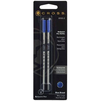 Cross Refill - Blue Ink Broad Size Point Authentic Ballpoint Pen, 2 Pack | 8100-2 ,
