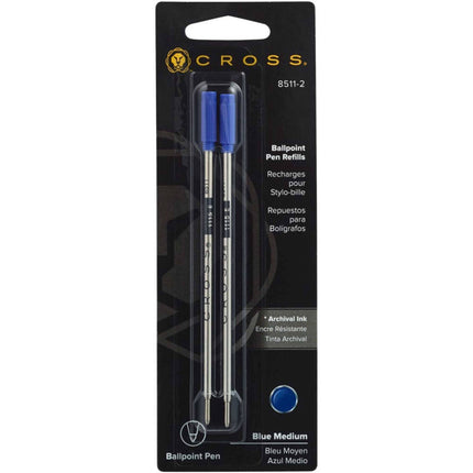 Cross Refill - Blue Ink Medium Point for Standard Ballpoint Pen, 2 Pack | 8511-2 ,