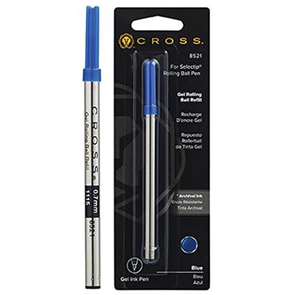 Cross Refill - Blue Rolling Ball Pen Slim Medium Point Gel Ink Waterproof | 8521 ,