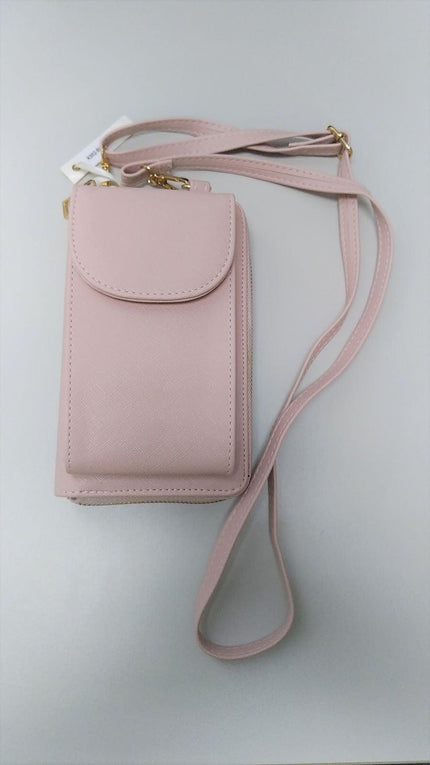 CRX-PNK-1 Ladies Light Pink Crossbody Cell Phone Wallet ,