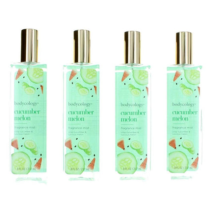 Cucumber Melon by Bodycology, 4 Pack 8 oz Fragrance Mist for Women ,