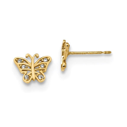 Madi K Kid's 14k CZ Butterfly Post Earrings ,