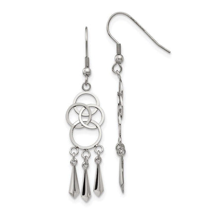 Stainless Steel Polished Dangle Shepherd Hook Earrings ,