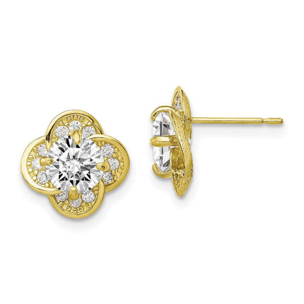 10K Tiara Collection Polished CZ Post Earrings ,