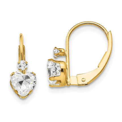 Madi K Kid's 14k CZ Heart Leverback Earrings ,