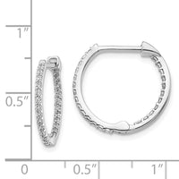 14k White Gold Diamond Hoop Earrings ,