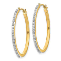 14k Diamond Fascination Round Hinged Hoop Earrings ,