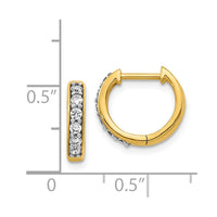 14k Yellow Gold Diamond Hoop Earrings ,