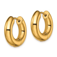 Stainless Steel Polished Yellow IP-plated 5mm Hinged Hoop Earrings ,