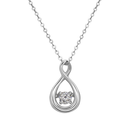 Sterling Silver Open Teardrop CZ Pendant chain ,