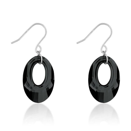 Sterling Silver Black Swarovski Crystal Earrings ,