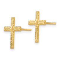 14k Polished & Textured Cross Earrings ,