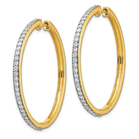 14k Yellow Gold Diamond Hoop Earrings ,