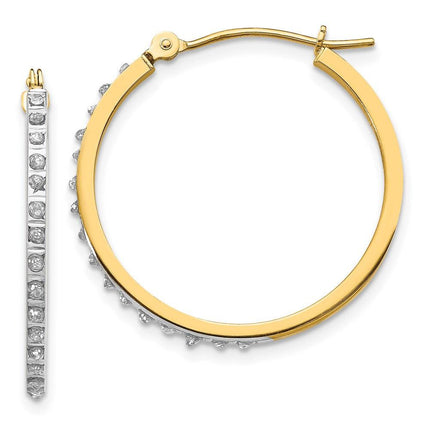 14k Diamond Fascination Round Hinged Hoop Earrings ,