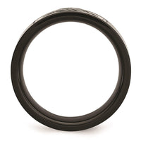 Stainless Steel Black IP- Plated with Wire Inlay Ring ,