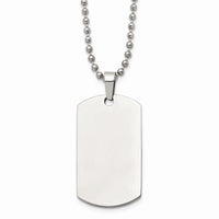 Stainless Steel Brushed & Polished Rounded Edge 2mm Thick Dog Tag Necklace ,