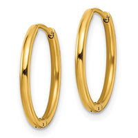 Stainless Steel Polished Yellow IP-plated 1.6mm Hinged Hoop Earrings ,