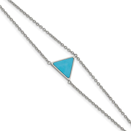 Stainless Steel Polished w/Reconstructed Howlite w/1.25in ext. Bracelet ,