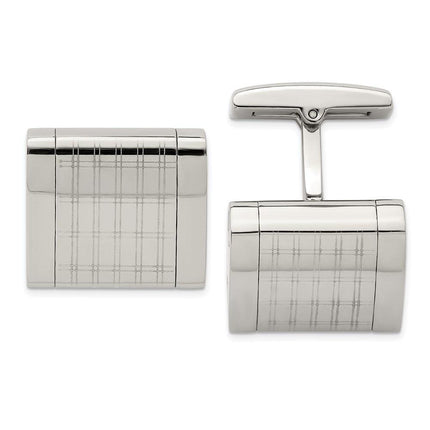 Stainless Steel Polished Laser Design Cufflinks ,