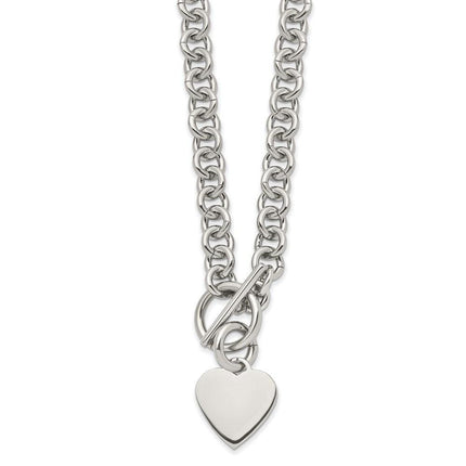 Stainless Steel Polished Heart Toggle Necklace ,