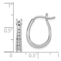 14K White Gold Diamond Hoop Earrings ,