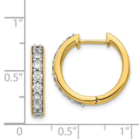 14k Yellow Gold Diamond Hoop Earrings ,