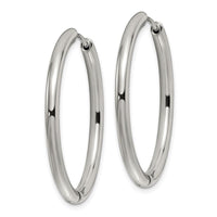 Stainless Steel Polished 3mm Hinged Hoop Earrings ,