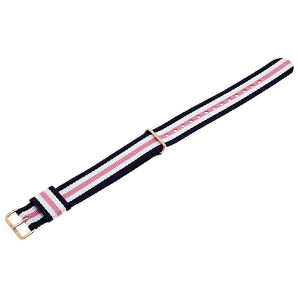 Daniel Wellington BDW-0706DW Women's Classic Southampton 18mm Nato Navy, White & Pink Nylon Watch Strap ,