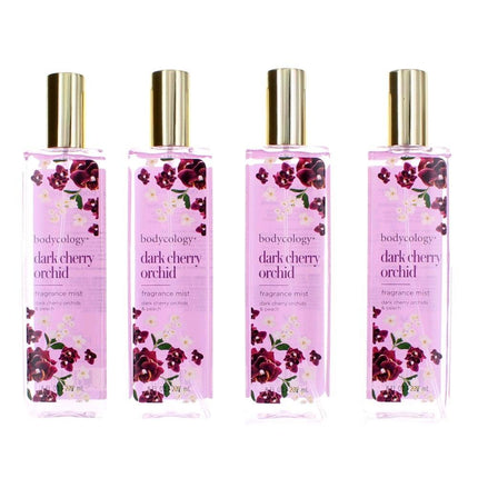 Dark Cherry Orchid by Bodycology, 4 Pack 8 oz Fragrance Mist for Women ,