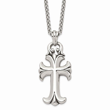 Stainless Steel Antiqued Cross Necklace ,