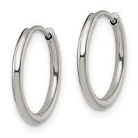 Stainless Steel Polished 1.6mm Hinged Hoop Earrings ,