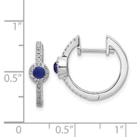 14k White Gold Diamond & Cabochon Sapphire Earrings ,