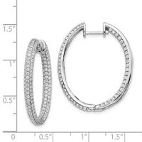 14k White Gold Diamond In-Out Hinged Hoop Earrings ,