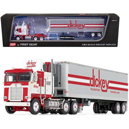 DCP/First Gear 1/64 Model - Kenworth K100 COE with Refrigerated Trailer White/Red ,