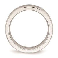 Stainless Steel Brushed and Polished CZ Ring ,