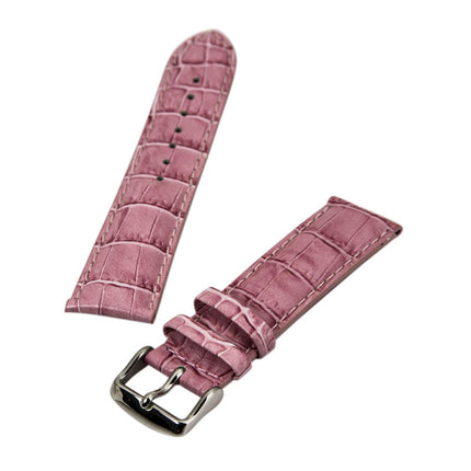Debeer 's Pink 22mm Wide Crocodile Pattern Calf Leather Strap ,