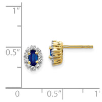 14k Yellow Gold Diamond & Sapphire Earrings ,