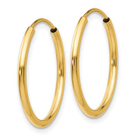 14k 1.5mm Polished Round Endless Hoop Earrings ,