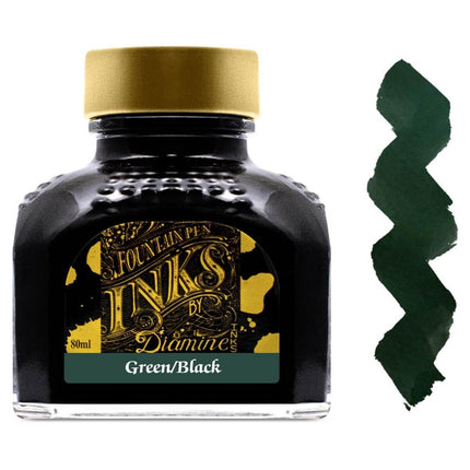 Diamine Fountain Pen Ink Bottle - 80 ml Green/Black | 7080 ,