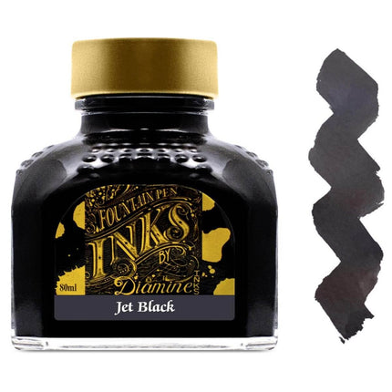 Diamine Fountain Pen Ink Bottle - 80 ml Jet Black | 7000 ,