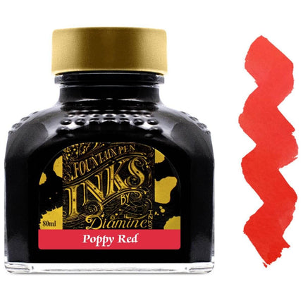 Diamine Fountain Pen Ink Bottle - 80 ml Poppy Red | 7055 ,