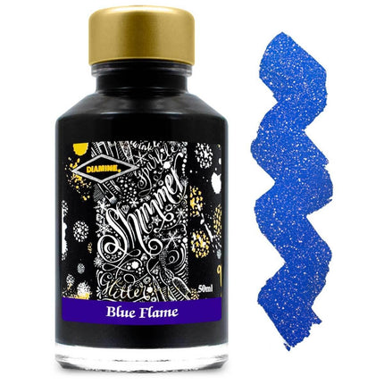 Diamine Fountain Pen Ink Bottle - Shimmer, Blue Flame, 50 ml | 9012 ,