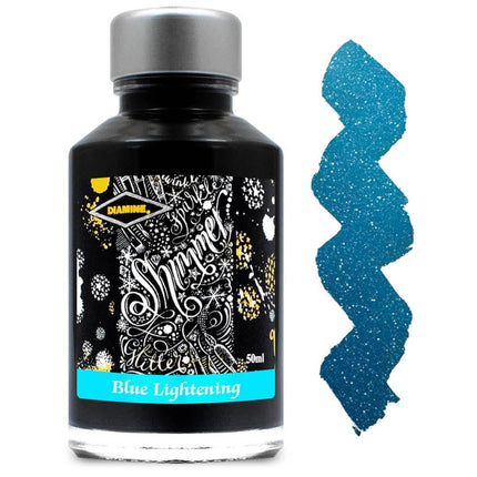 Diamine Fountain Pen Ink Bottle - Shimmer, Blue Lightning, 50 ml | 9004 ,